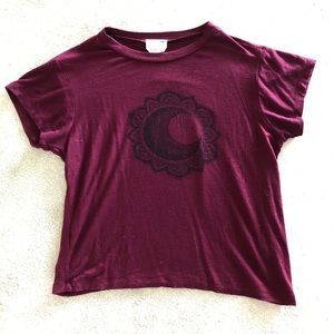 Maroon Flower Moon Crop Top